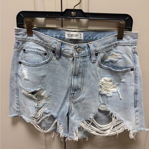 Abercrombie & Fitch Ripped Light Blue Jean Shorts size 27/4
